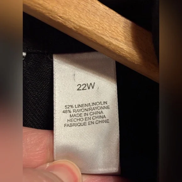 Emma James Sleeveless Button-Front Dress Women’s Size 22W Black Linen Minimalist - Picture 4 of 7